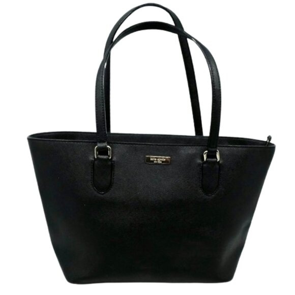 KATE SPADE~Dally Laurel Way~ BLACK LEATHER DAILY TOTE SHOULDER ZIP TOP BAG - Picture 1 of 7